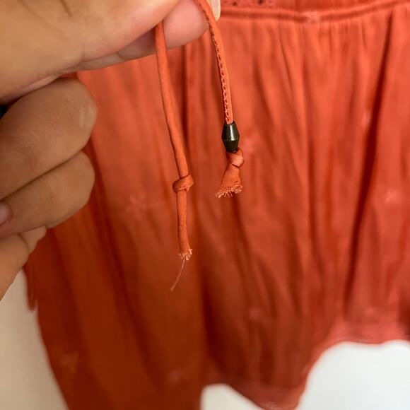 Ulla Johnson Rust Ruffle Eyelet Mini Dress, Flutter Sleeves, Boho Romantic - Picture 10 of 12